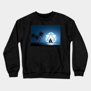Full Moon Beach D20 Dice Boat and Coconuts Tabletop RPG Maps and Landscapes Crewneck Sweatshirt